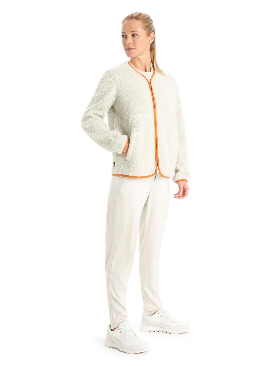 Sweat À Capuche Icebreaker RealFleece™ Merino High Pile Long Sleeve Zip Cardigan Femme Blanche | FR 1664HAPK